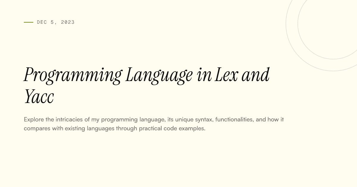 Programming Language in Lex and Yacc